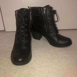 Black Heeled Lace & Zip up Booties